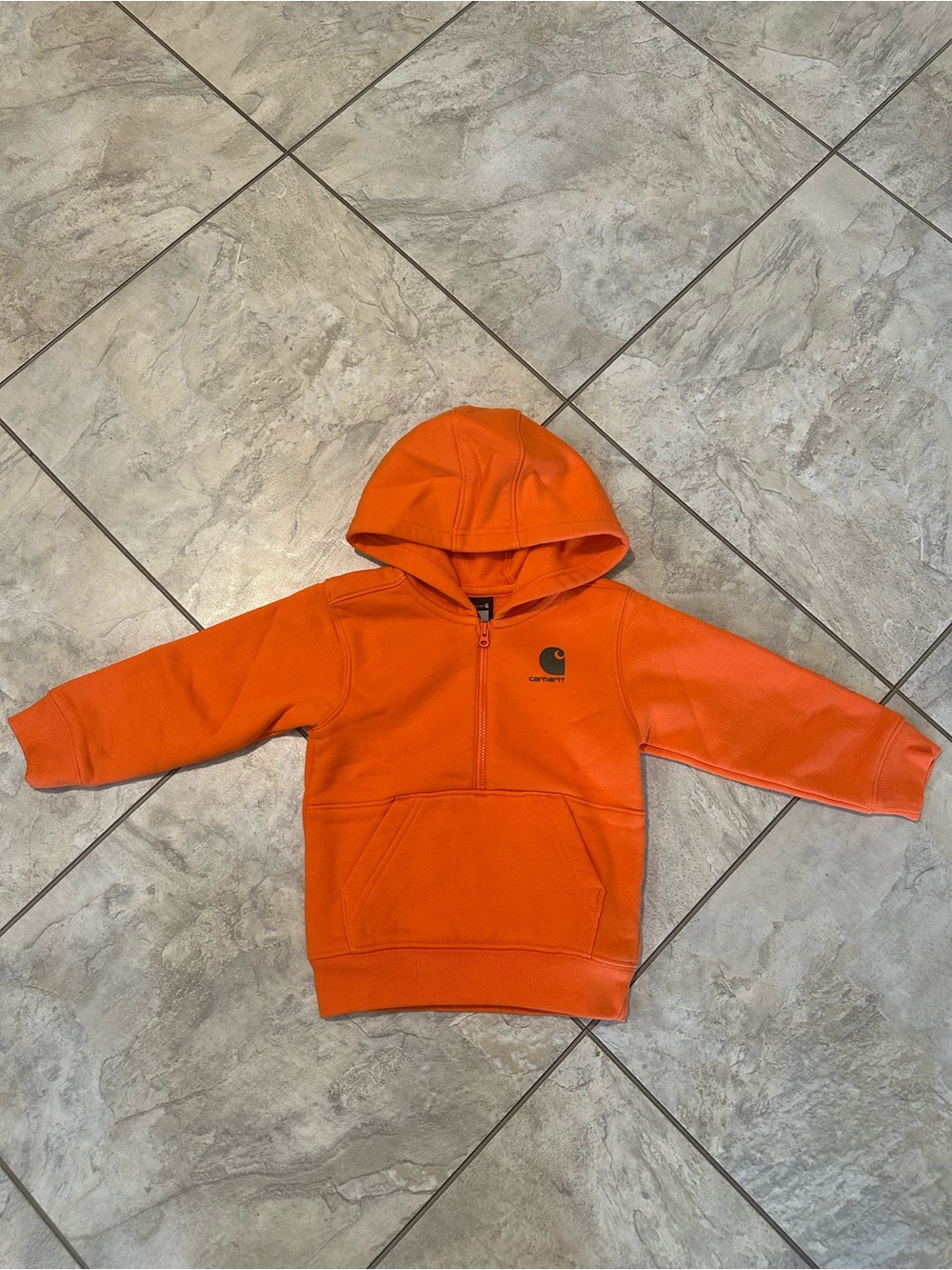 Carhartt Kids Bright Orange Half-Zip Hooded Sweatshirt